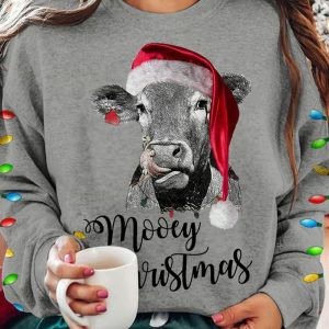 Women's Mooey Christmas Cow Head Sweatshirt 2025 Christmas