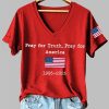 Womens Pray For Truth Pray For America Charlie Kirk Print V Neck T Shirt 4