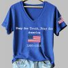 Womens Pray For Truth Pray For America Charlie Kirk Print V Neck T Shirt 5