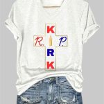 Women's RIP Charlie Kirk Print V-Neck T-Shirt