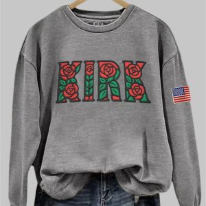 Women's Retro Rose Charlie Kirk Print Sweatshirt
