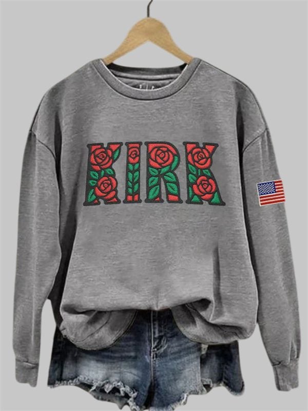 Women's Retro Rose Charlie Kirk Print Sweatshirt