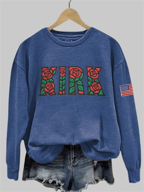 Womens Retro Rose Charlie Kirk Print Sweatshirt 2
