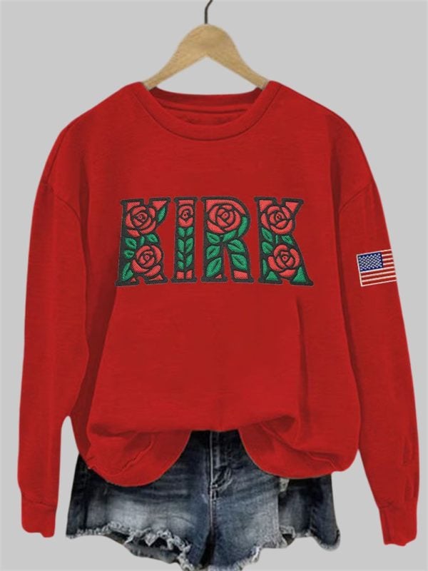 Womens Retro Rose Charlie Kirk Print Sweatshirt 3