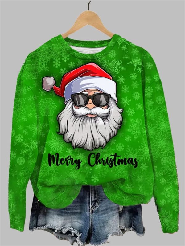 Women's Santa Claus Merry Christmas Printed Sweatshirt 2025 Christmas