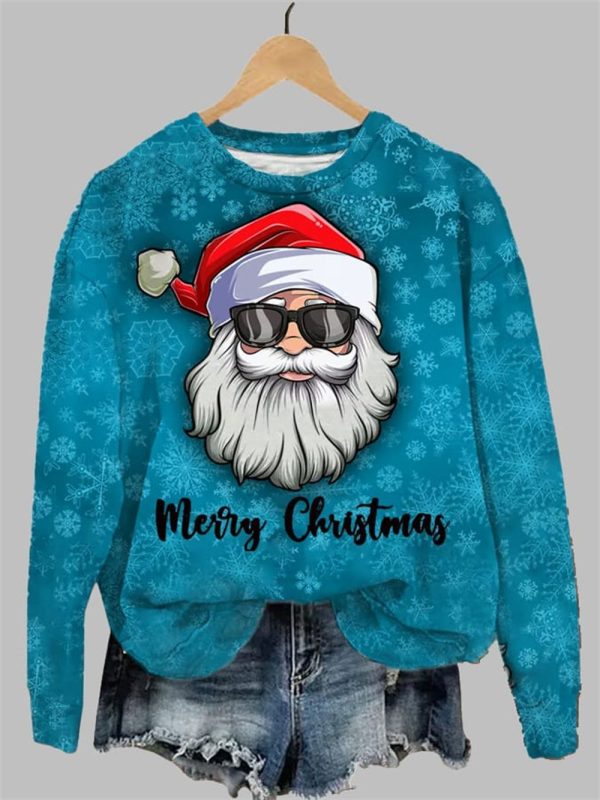 Womens Santa Claus Merry Christmas Printed Sweatshirt 2025 Christmas 2