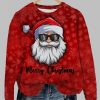 Womens Santa Claus Merry Christmas Printed Sweatshirt 2025 Christmas 3