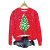 Womens Snowy Christmas Tree Sweatshirt 2025 Christmas 1 2