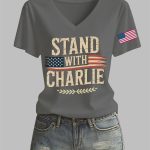 Women's Stand With Charlie Kirk Printed T-shirt