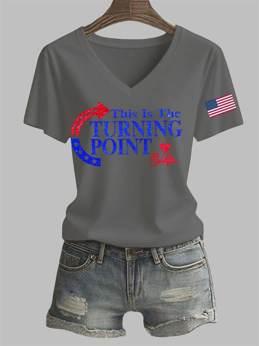 Women's This Is The Turning Point Charlie Kirk Printed T-shirt 2 Womens This Is The Turning Point Charlie Kirk Printed T shirt 2