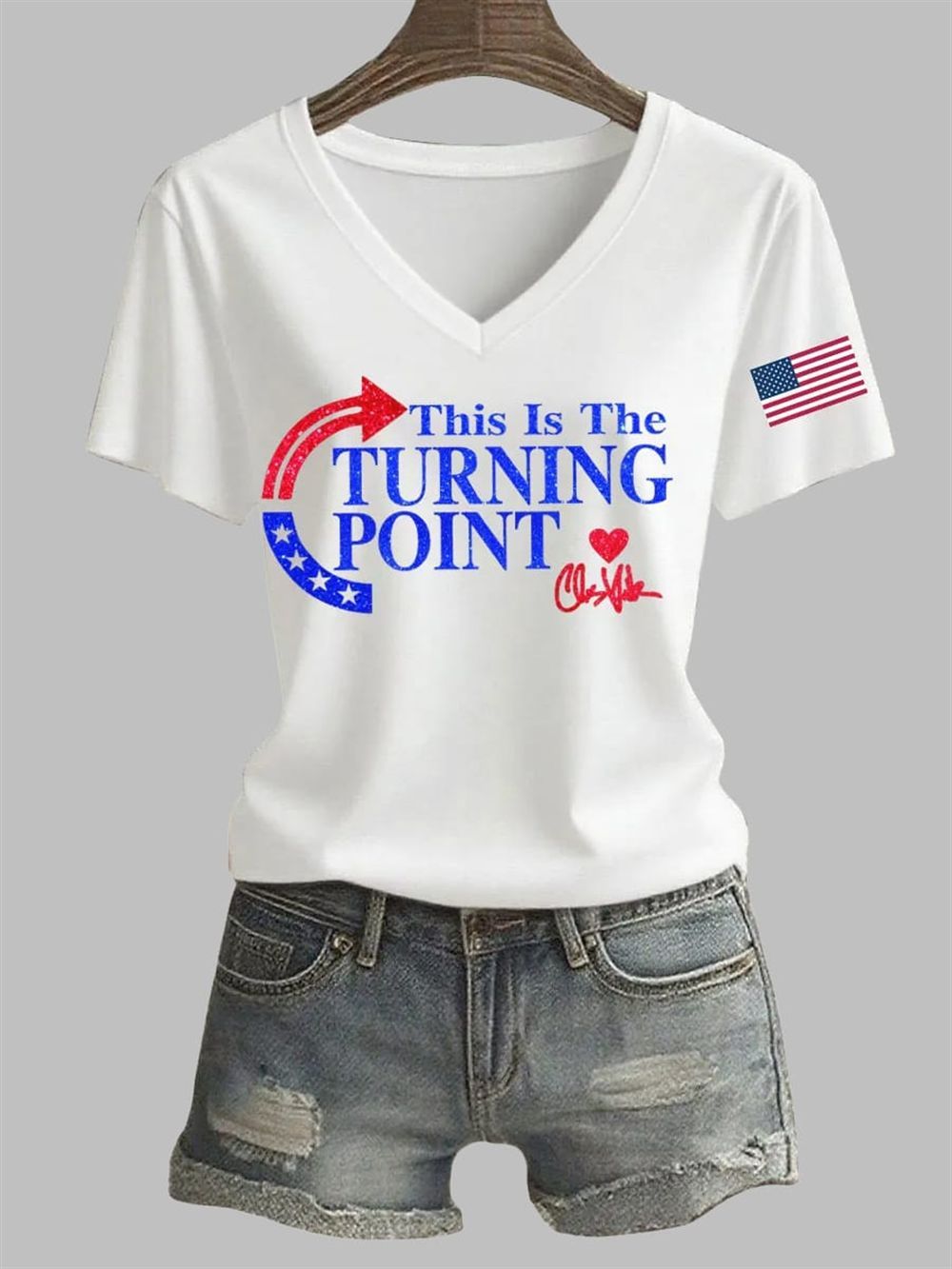 Women's This Is The Turning Point Charlie Kirk Printed T-shirt 3 Womens This Is The Turning Point Charlie Kirk Printed T shirt 3