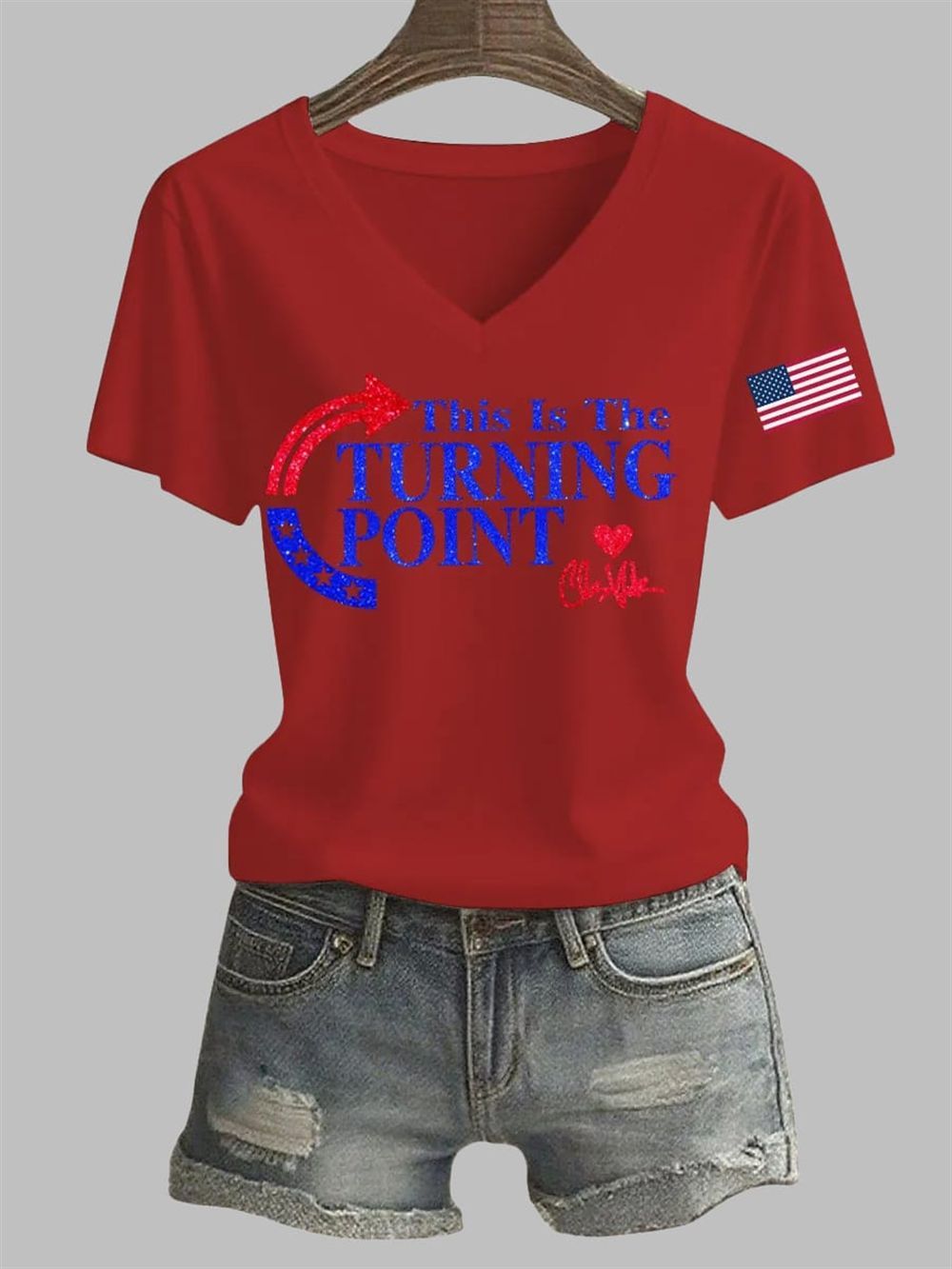 Women's This Is The Turning Point Charlie Kirk Printed T-shirt 4 Womens This Is The Turning Point Charlie Kirk Printed T shirt 4