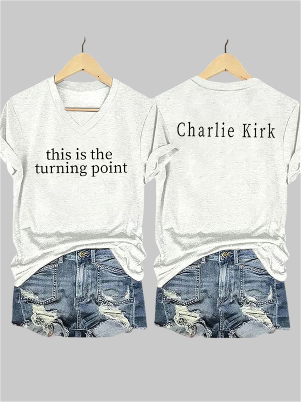 Women's This is the Turning Point Charlie Kirk V-neck T-Shirt Women's This is the Turning Point Charlie Kirk V-neck T-Shirt