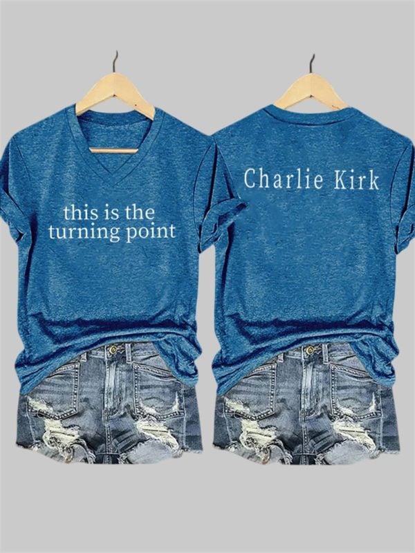 Womens This is the Turning Point Charlie Kirk V neck T Shirt 3