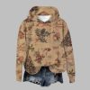 Women's Vintage Christmas Print Long Sleeve Hoodie 2025 Christmas