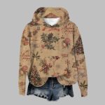 Women's Vintage Christmas Print Long Sleeve Hoodie 2025 Christmas