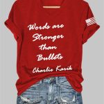Women's Words Are Stronger Than Bullets Charlie Kirk V-Neck T-Shirt