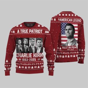 True Patriot Charlie Kirk 1993 2025 Ugly Christmas Sweater 1