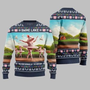 2025 Christmas Swine Lake the Performance Of The Century Ugly Christmas Sweater 1