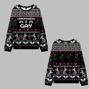 2025 Christmas Homophobia Is Gay Ugly Christmas Sweater 0