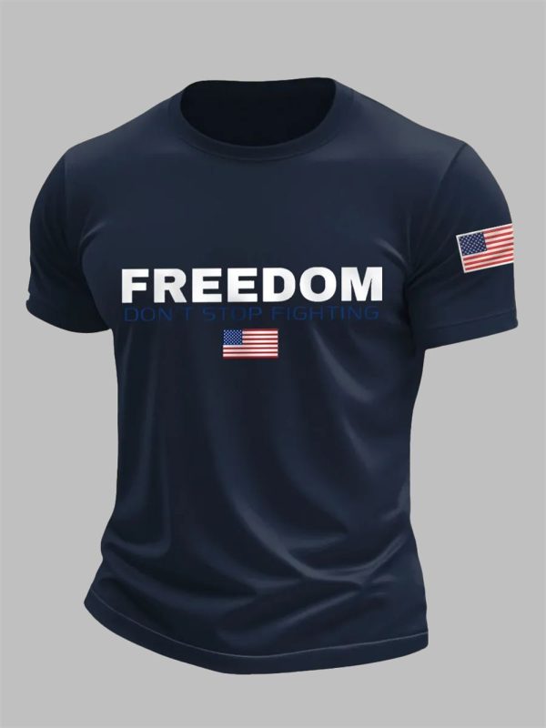 Mens Freedom Dont Stop Fighting RIP Charlie Kirk Tee 4