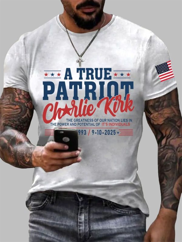 Men's Charlie Kirk A True Patriot Printed T-Shirt