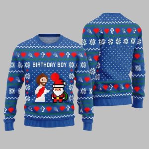 Brithday Boy Santa Jesus Ugly Sweater Christmas 2025 1