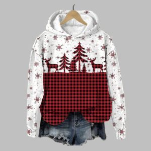 Women's Christmas Plaid Casual Hoodie 2025 Christmas
