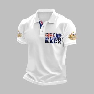 Men's AU Flag Immigration Give Me My Country Back Polo Shirt