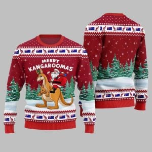 2025 Christmas Merry Kangaroomas Ugly Christmas Sweater 1