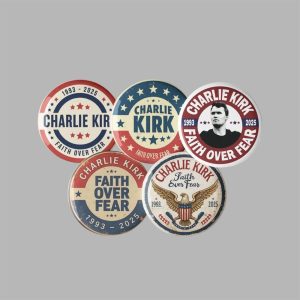 Charlie Kirk Memorial "Faith Over Fear" 5 pack of 1.25" Pins