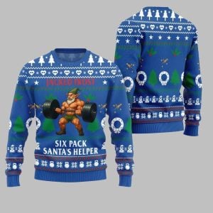 2025 Christmas Jacked Frost Six Pack Santas Helper Ugly Christmas Sweater 1