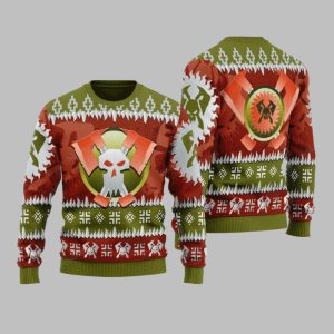 2025 Christmas Warhammer Blood Axe Orks Iconic Ugly Christmas Sweater 1 1