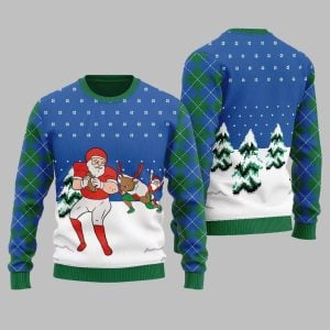 Funny Santa Football Ugly Sweater 2025 Christmas