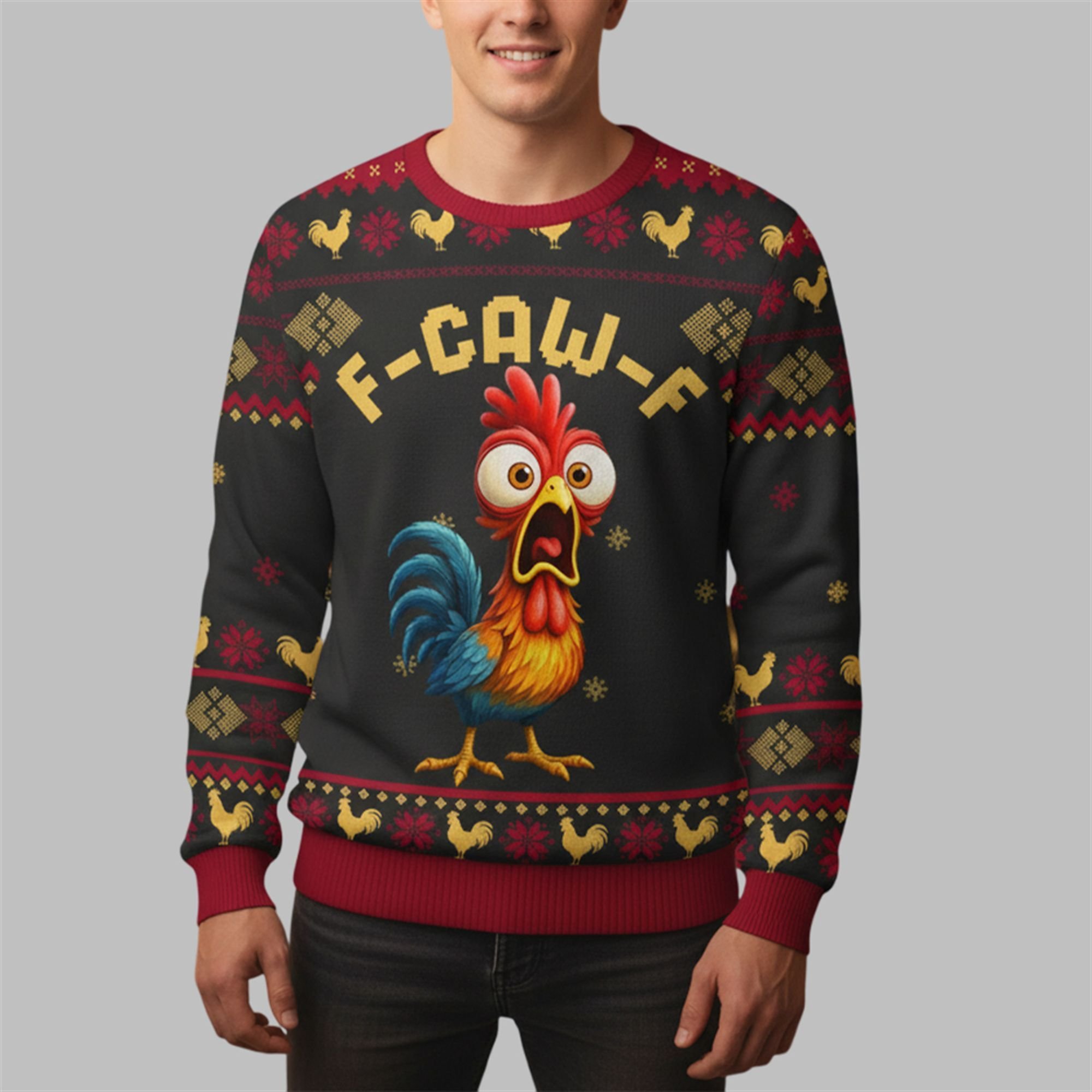 2025 Christmas Chicken F Caw F Ugly Sweater 2025 Christmas Chicken F Caw F Ugly Sweater