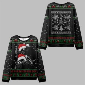 2025 Christmas The Cat Is Watching Today Ugly Sweater 0