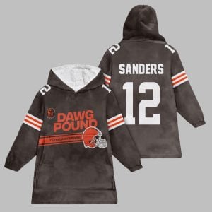2025 Dawg Pound Browns Sanders 12 Blanket Hoodie 1