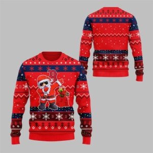 2025 Christmas Red Sox Dabbing Santa Ugly Sweater 1 1