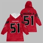 2025 Anderson Jr 51 Texans Football Blanket Hoodie