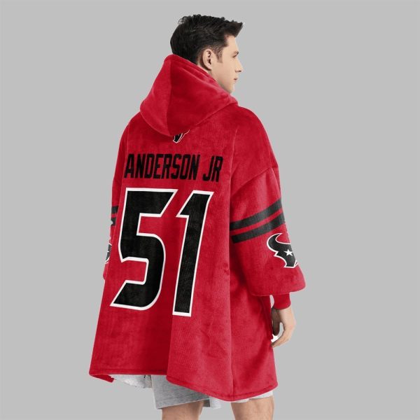 2025 Anderson Jr 51 Texans Football Blanket Hoodie 4