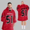 2025 Anderson Jr 51 Texans Football Blanket Hoodie 5