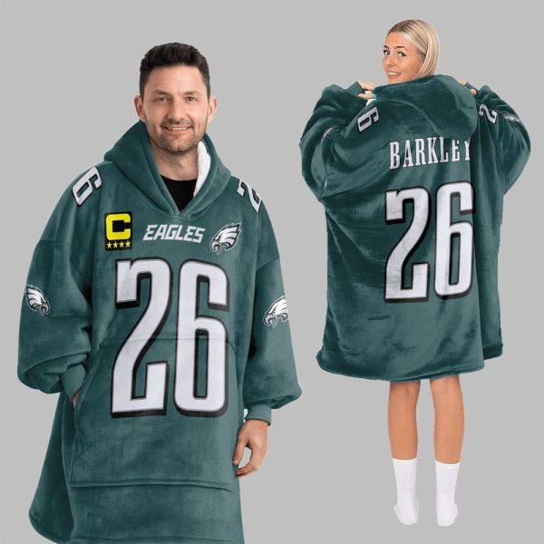 2025 Barkley 9 Captain Eagles Football Blanket Hoodie 3
