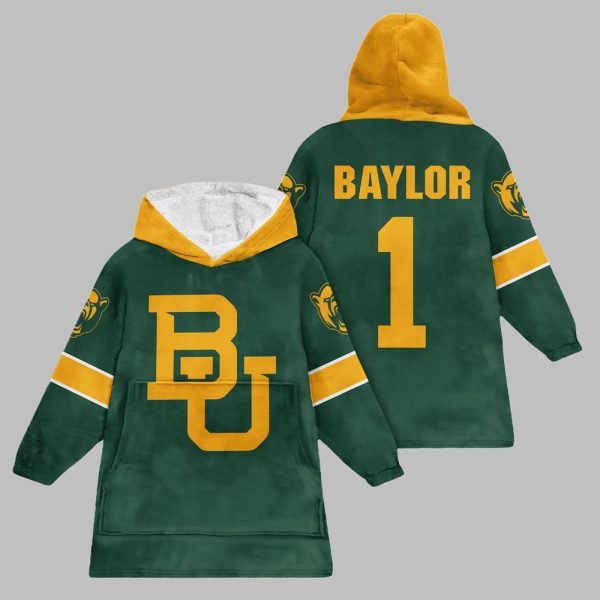 2025 Baylor 1 Baylor Football Blanket Hoodie 1