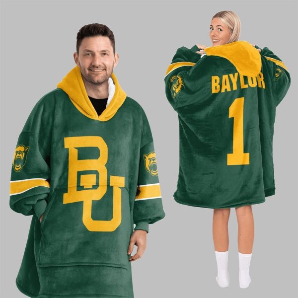 2025 Baylor 1 Baylor Football Blanket Hoodie 5