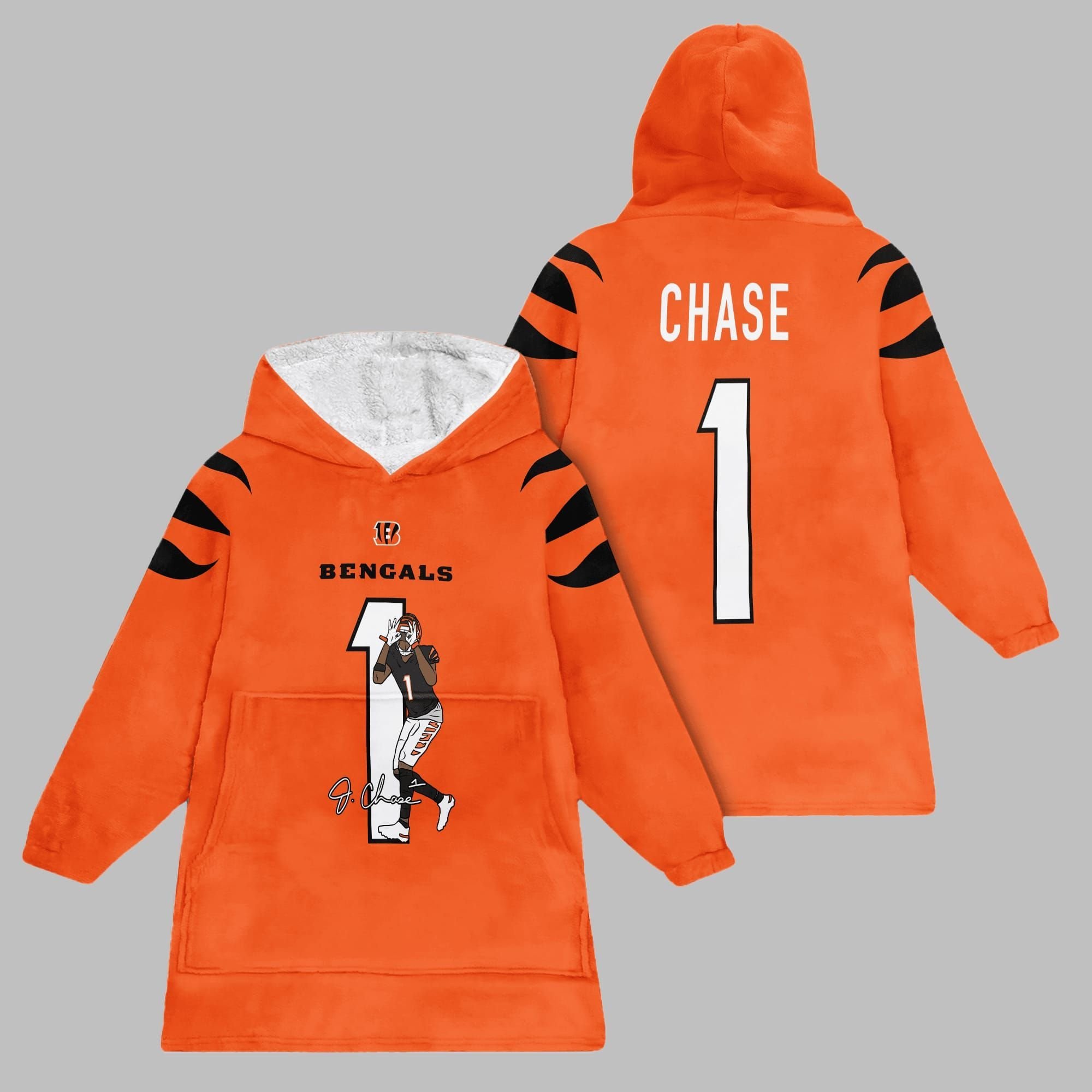 2025 Bengals Chase 1 Blanket Hoodie 1 2025 Bengals Chase 1 Blanket Hoodie 1