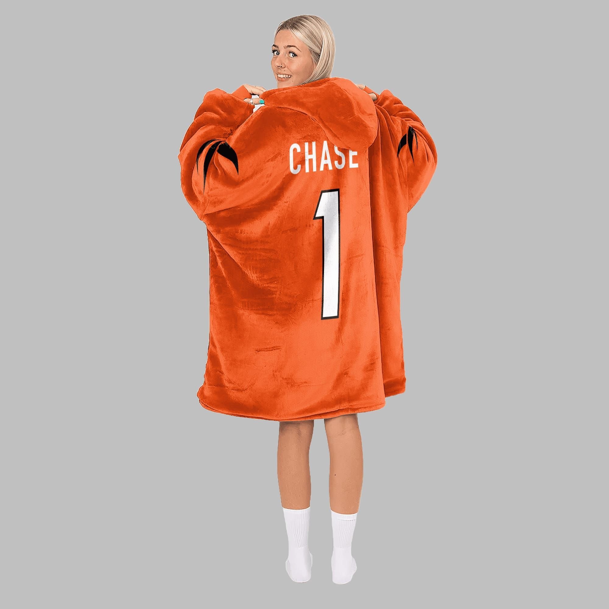 2025 Bengals Chase 1 Blanket Hoodie 2 2025 Bengals Chase 1 Blanket Hoodie 2