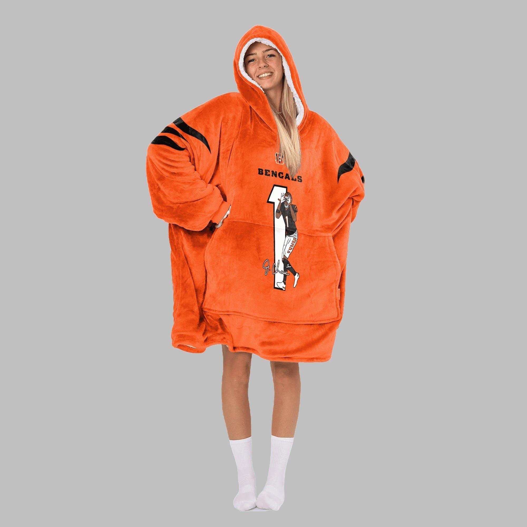 2025 Bengals Chase 1 Blanket Hoodie 3 2025 Bengals Chase 1 Blanket Hoodie 3
