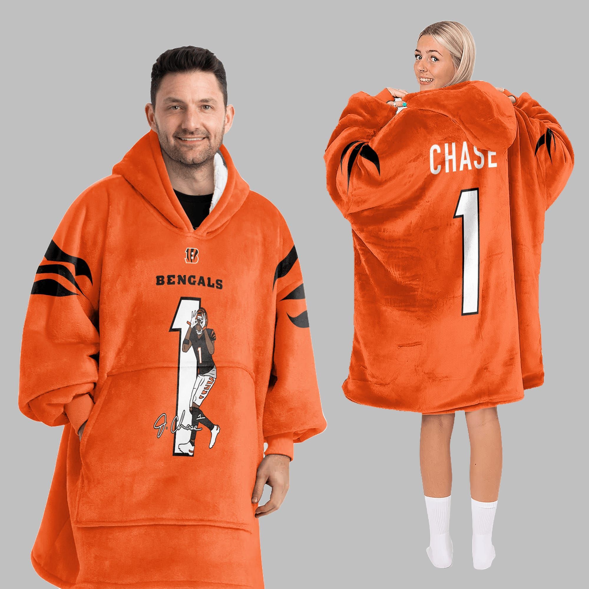 2025 Bengals Chase 1 Blanket Hoodie 4 2025 Bengals Chase 1 Blanket Hoodie 4