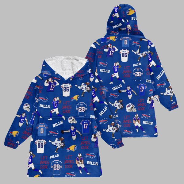 2025 Bills Let James Cook Blanket Hoodie 1