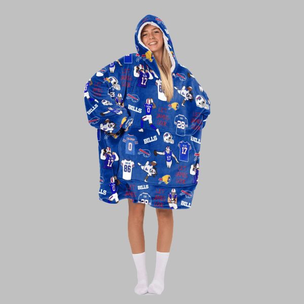 2025 Bills Let James Cook Blanket Hoodie 4